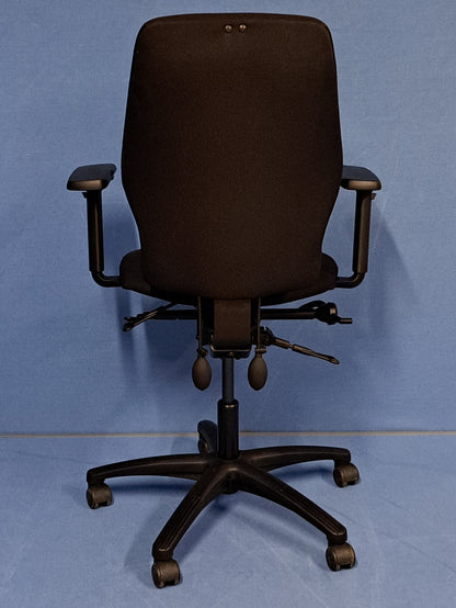 High Back Operators Armchair with Height Adjustable  Arms Black (used)