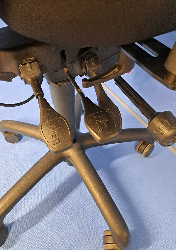 High Back Operators Chair with Headrest and Height Adjustable Arms Black  (used)