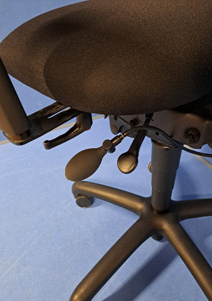 High Back Operators Chair with Headrest and Height Adjustable Arms Black  (used)