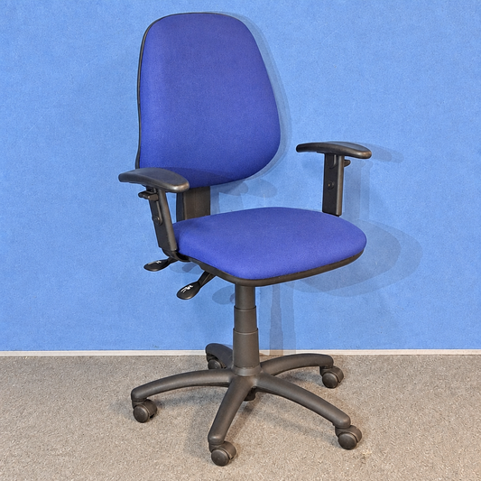 PC6718 Medium Back Operators Armchair, Blue Fabric