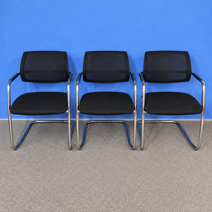 Black Cantilever Visitor Chairs – Set of 3 (Used)