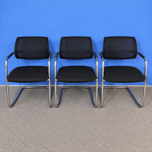Black Cantilever Visitor Chairs – Set of 3 (Used)