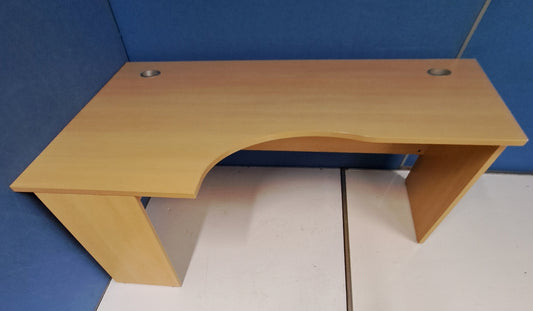 1600mm Left Hand Curved Desk with Panel legs Light Beech (used)