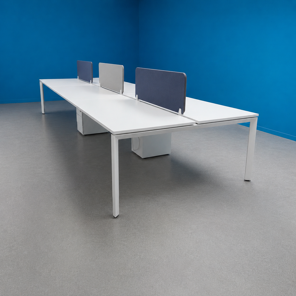 Senator 1600x800mm Bench Desking White Tops on White Legs (used)