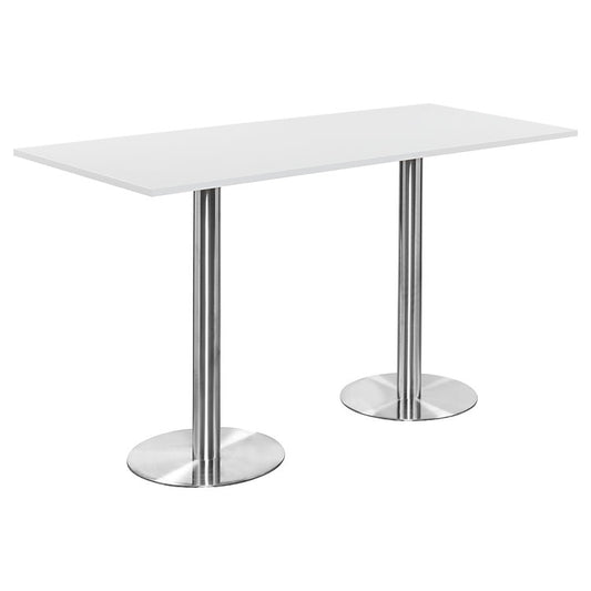 Value 1800mm Tall Rectangular Poseur Table White Top with Brushed Silver Base