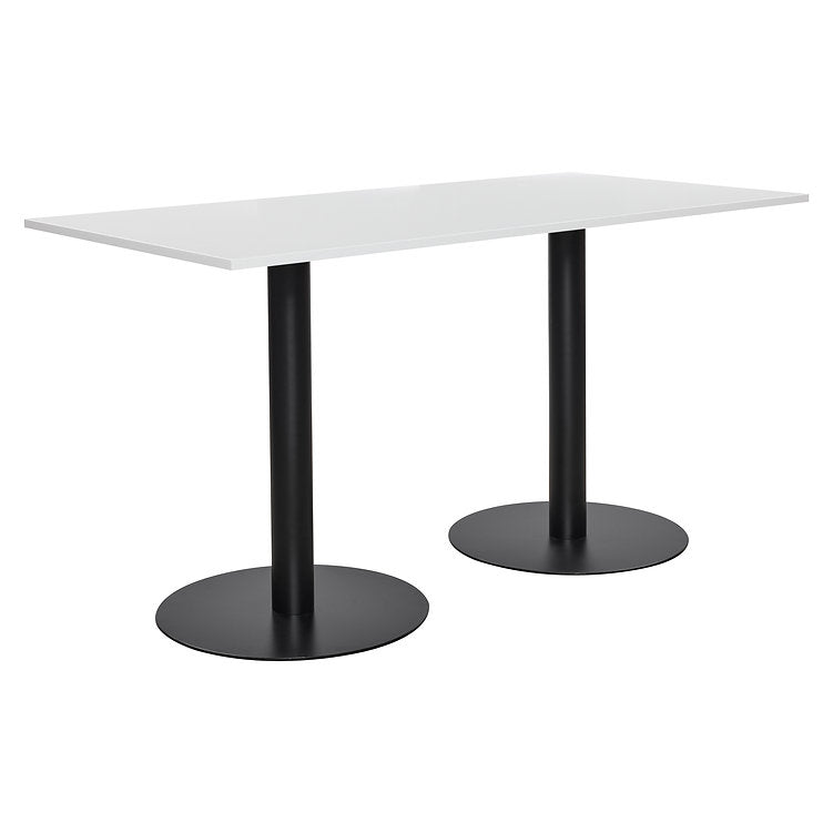 Value 2000mm Tall Rectangular Poseur Table White Top with Black Base