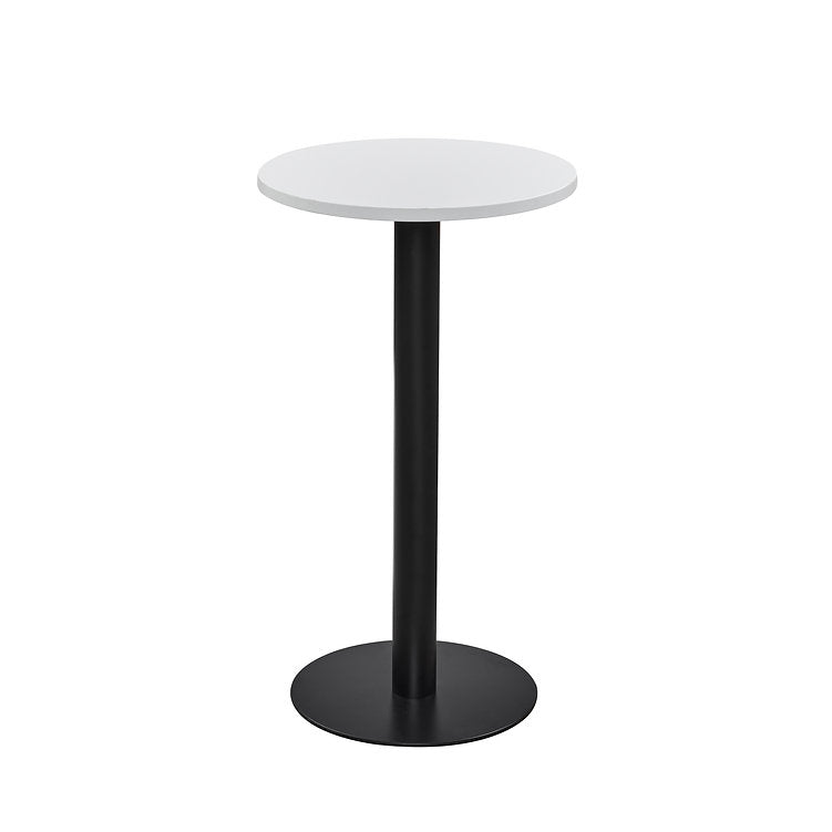 Value 600mm Circular Tall Poseur Table White Top with Black Base
