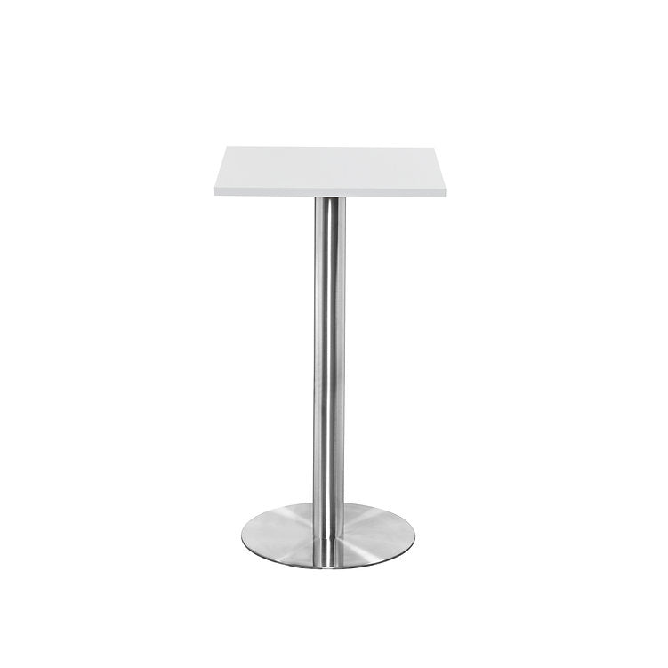 Value 1200mm Square Tall Poseur Table White Top with Brushed Silver Base