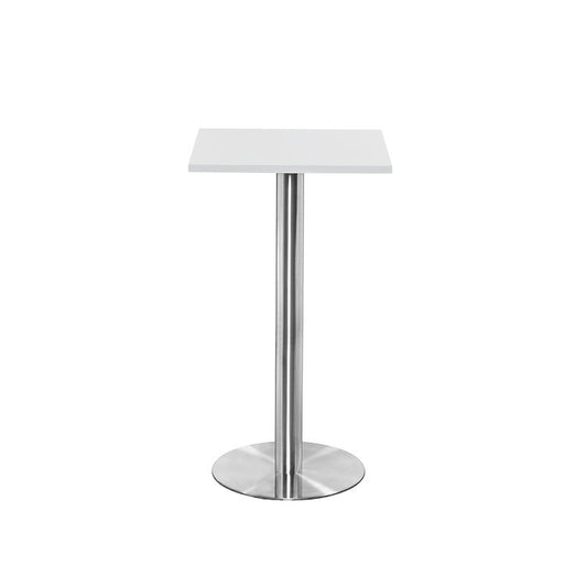 Value 1200mm Square Tall Poseur Table White Top with Brushed Silver Base