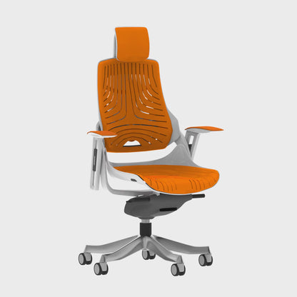 Zure High Back Executive Chair with Height Adjustable Arms & Headrest Orange