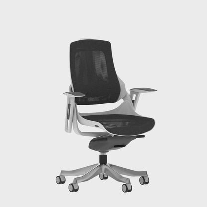 Zure High Back White Shell Executive Chair with Height Adjustable Arms Charcoal