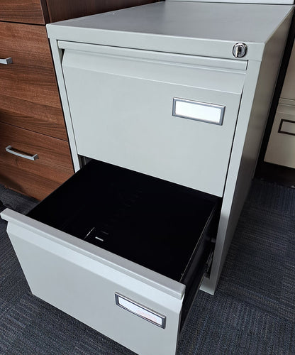 2 Drawer Steel Filing Cabinet Grey with Key (used)