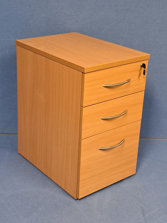 3 Drawer 600mm Desk High Pedestal Beech (used)