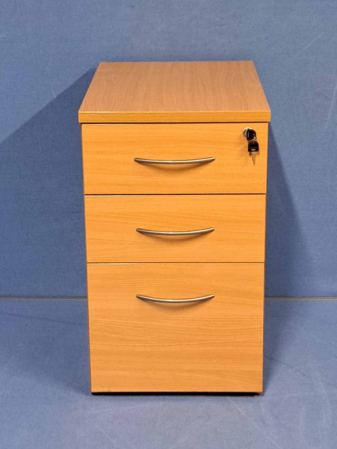 3 Drawer 600mm Desk High Pedestal Beech (used)