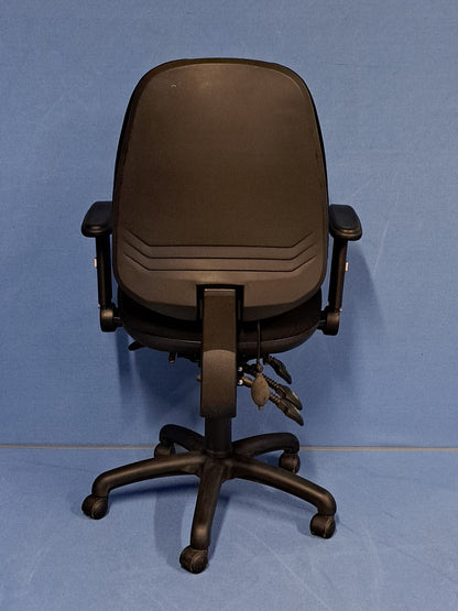 High Back Operators Armchair with Foldaway Arms Black (used)