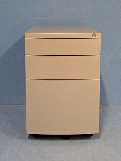 3 Drawer Metal Mobile Pedestal Grey (used)