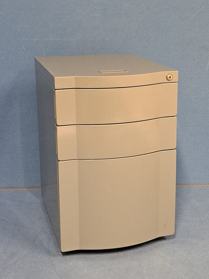 3 Drawer Metal Mobile Pedestal Grey (used)