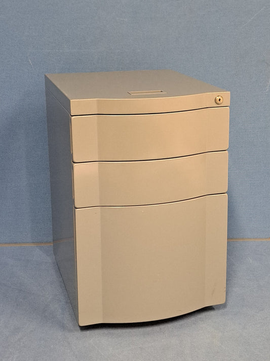 3 Drawer Metal Mobile Pedestal Grey (used)