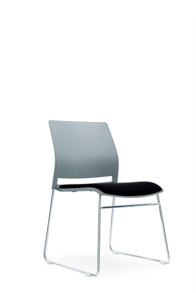 Value Verse Multipurpose Stacking Chair with Grey Shell Black Fabric Seat Pad