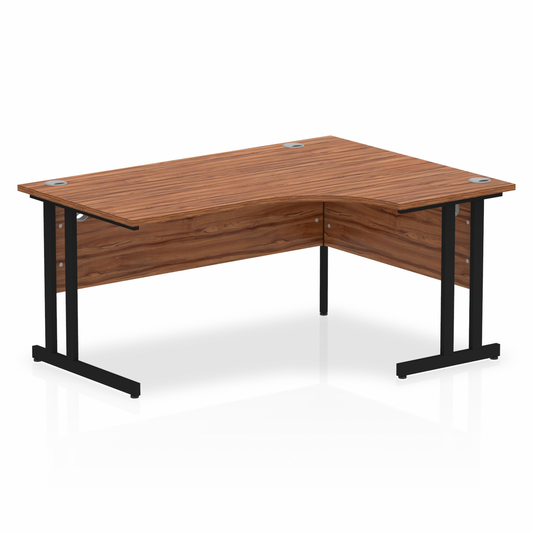 Impulse 1600mm Right Hand Curved Desk with Black Cantilever Legs Walnut Ref MI003270 OE