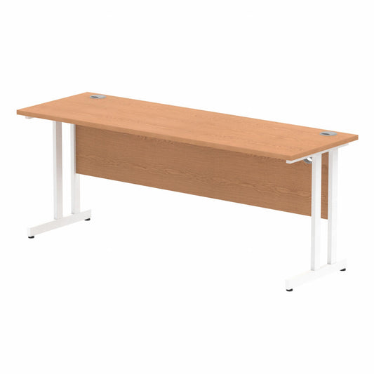 Impulse 1800x600mm Straight Desk, Oak Top with White Cantilever Legs