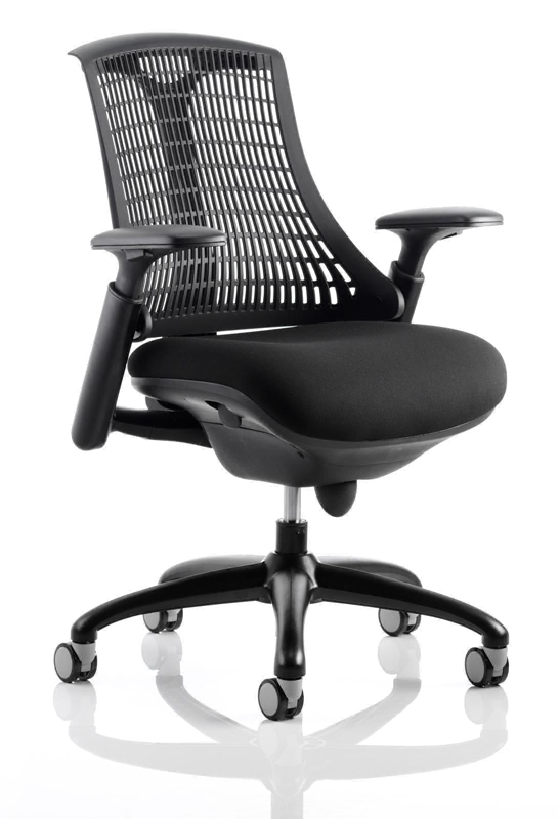 Flex Medium Back Black Frame Task Operator Office Chair with Arms Black