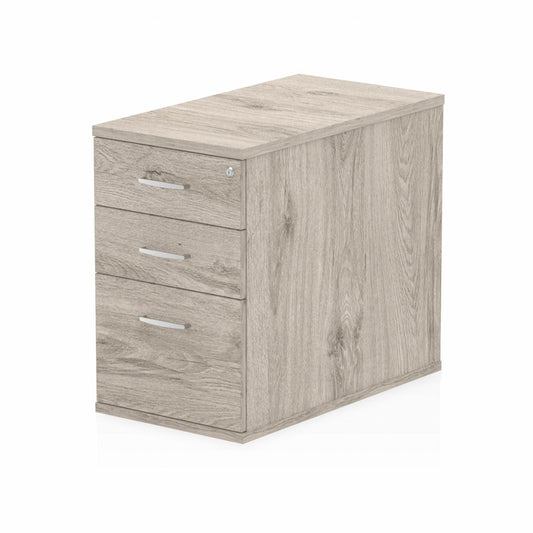 Impulse 3 Drawer 800mm Deep Desk High Pedestal Grey Oak