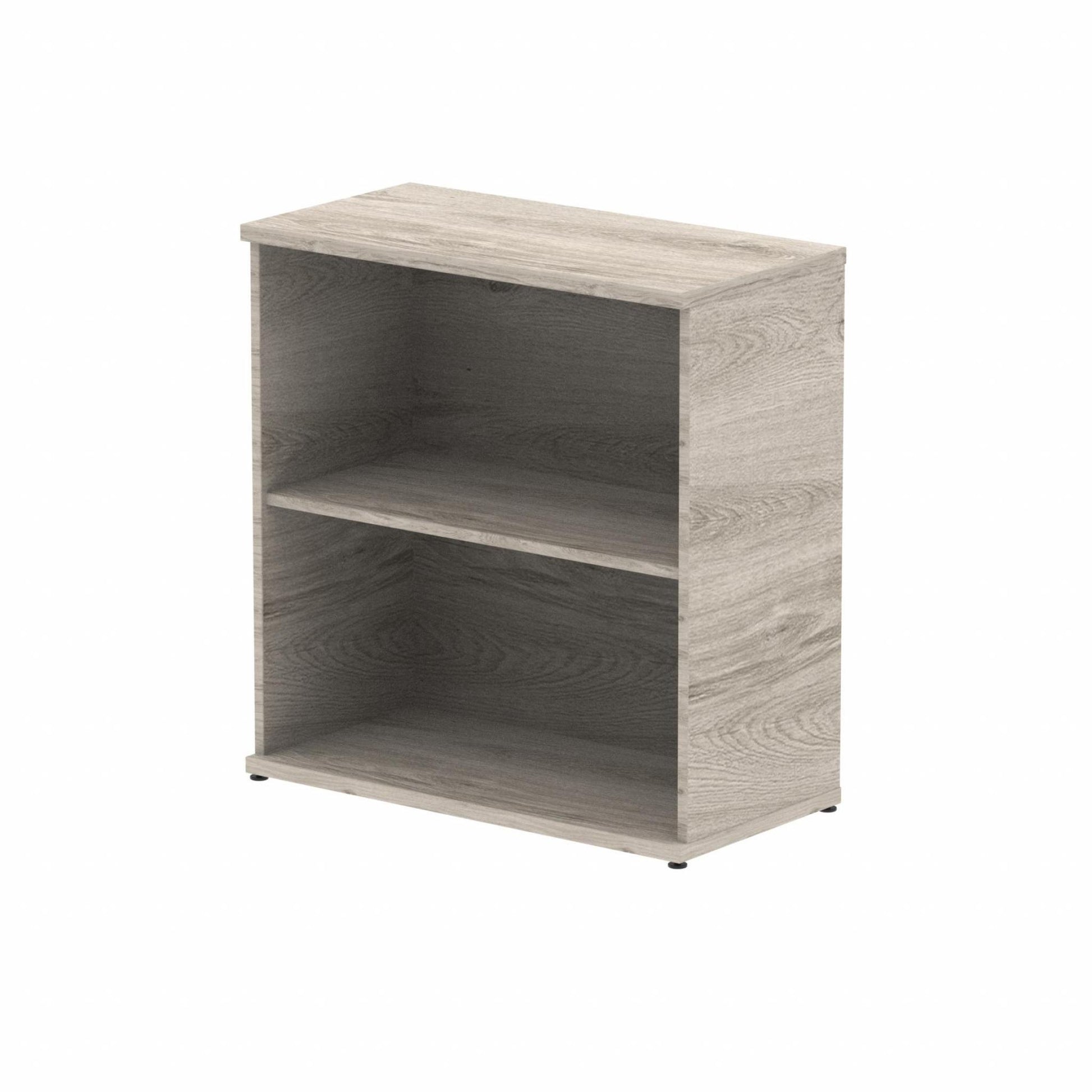 Wooden bookcase with one shelf on a white background