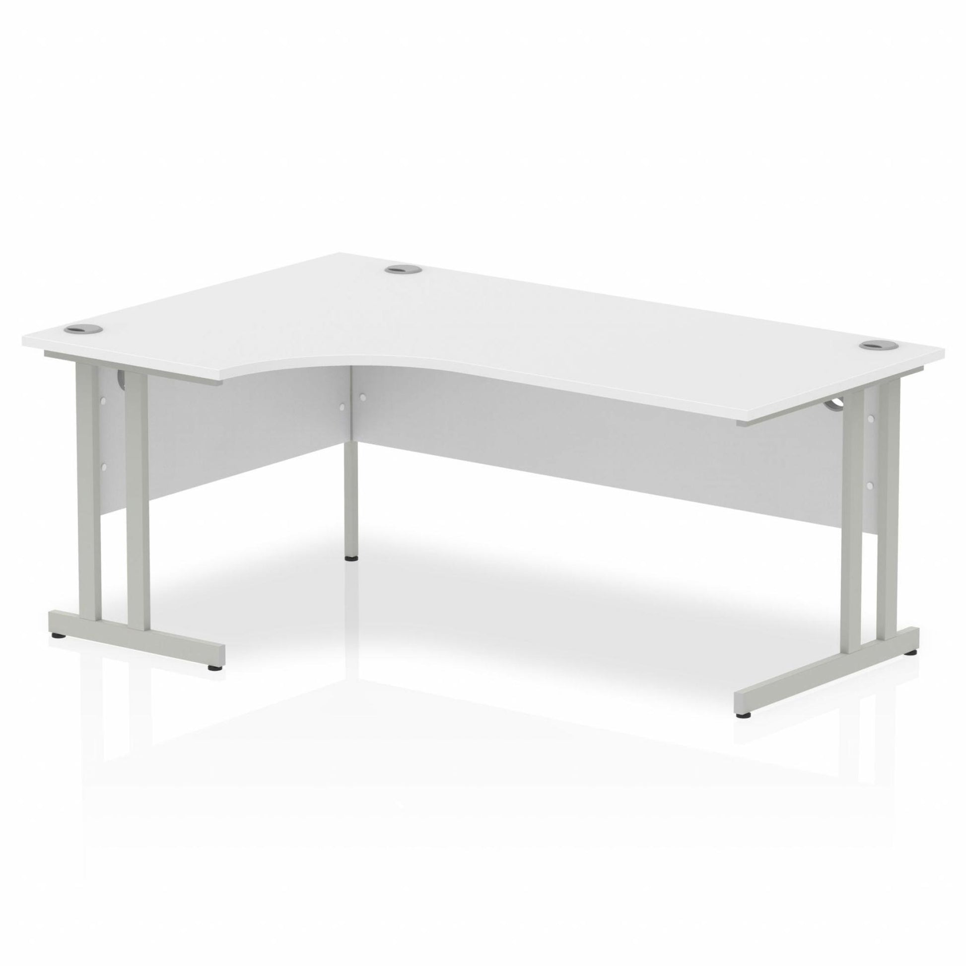 White L-shaped desk with drawers on a white background