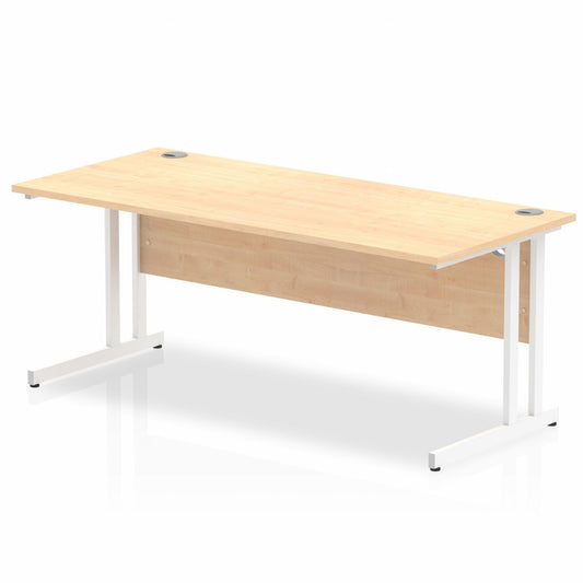 Impulse 1800mm Straight Desk with White Cantilever Legs Maple