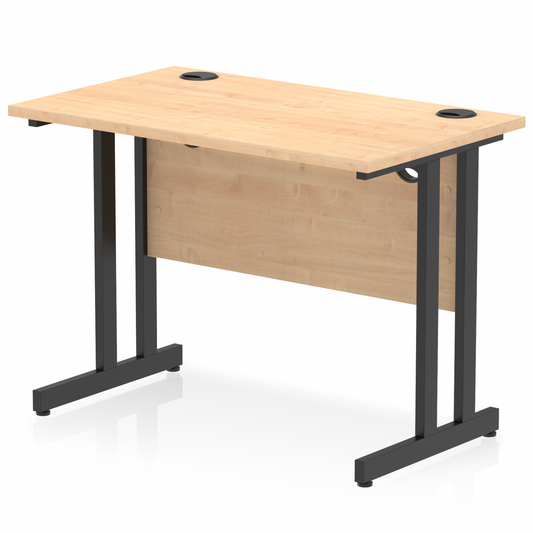 Impulse 1000x600mm Straight Desk Maple Top Black Cantilever Legs Ref I004300 OE