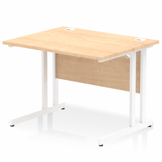 Impulse 1000mm Straight Desk with White Cantilever Legs Maple Ref MI002416 OE