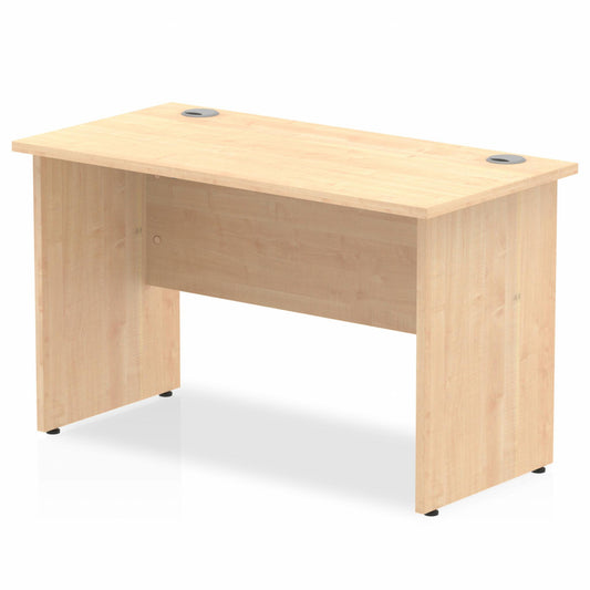 Impulse 1200x600mm Straight Desk, Maple Top with Wooden Panel Legs