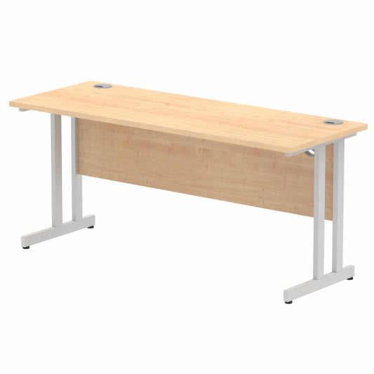 Impulse 1600x600mm Straight Desk Maple Top Silver Cantilever Legs