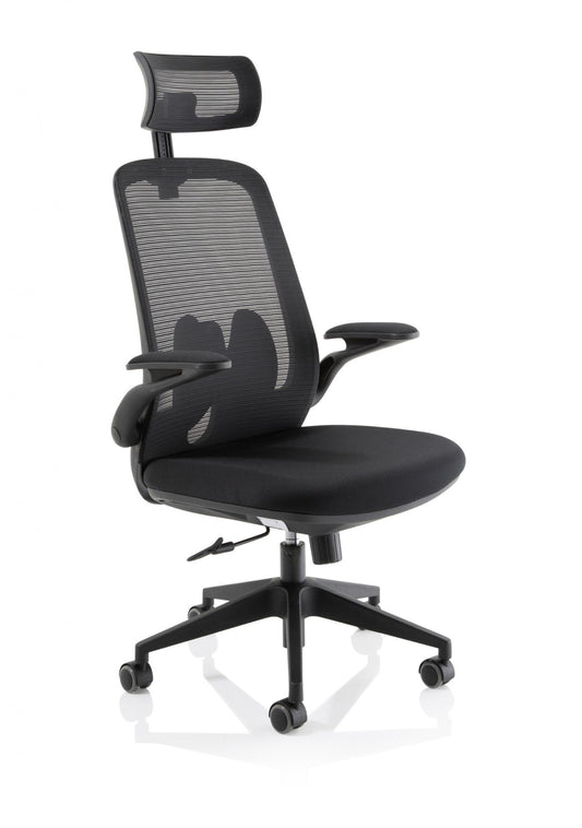 Sigma Executive Mesh Chair, Folding Arms Black