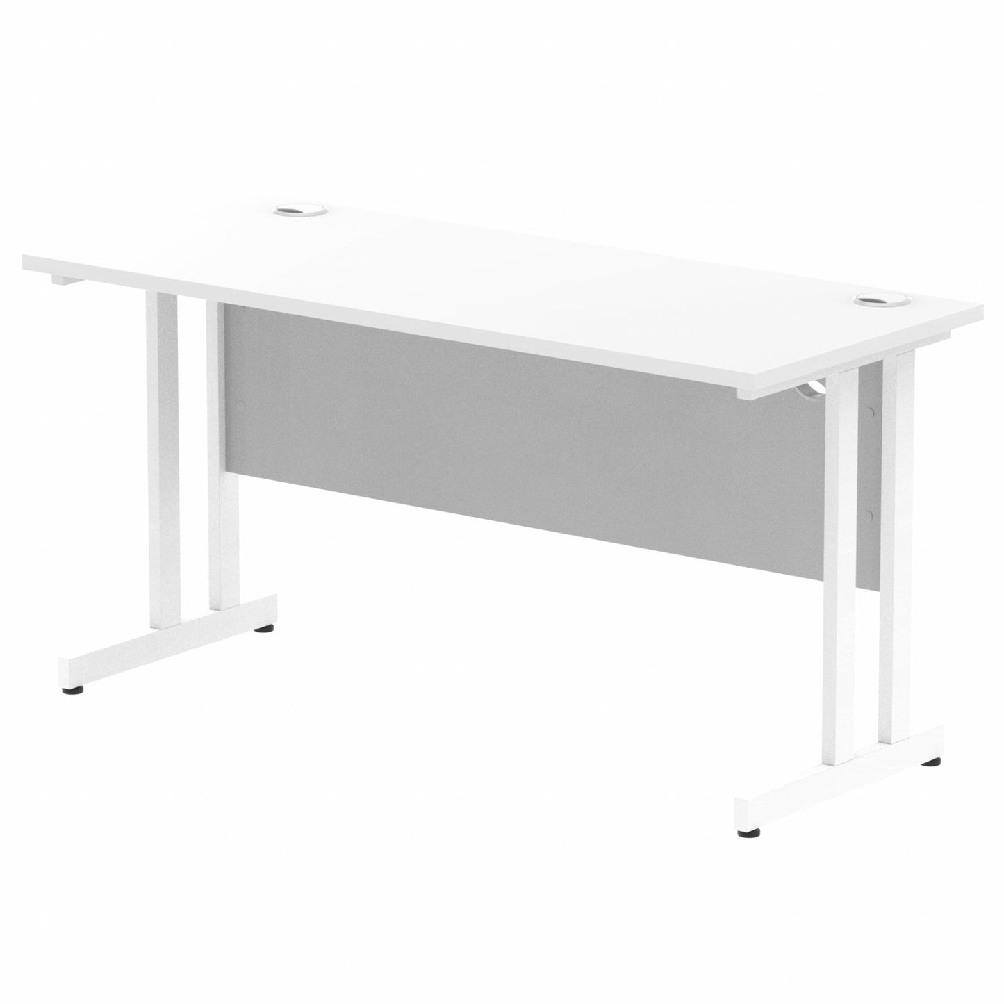 Impulse 1400x600mm Straight Desk White Top White Cantilever Legs