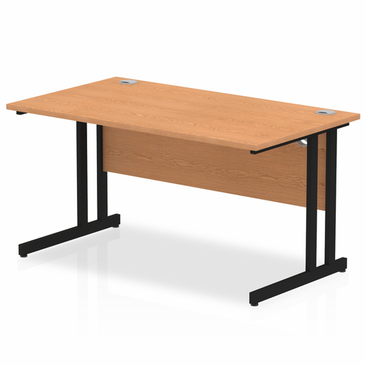 Impulse 1400mm Straight Desk with Black Cantilever Legs Oak