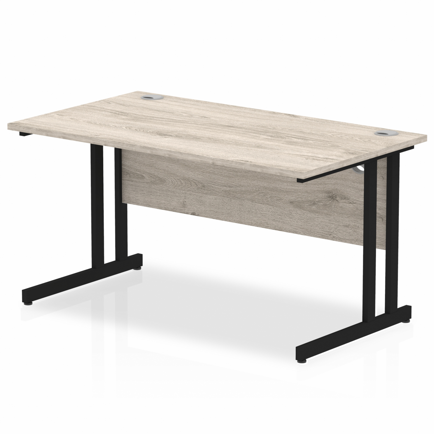 Impulse 1400mm Straight Desk with Black Cantilever Legs Grey Oak