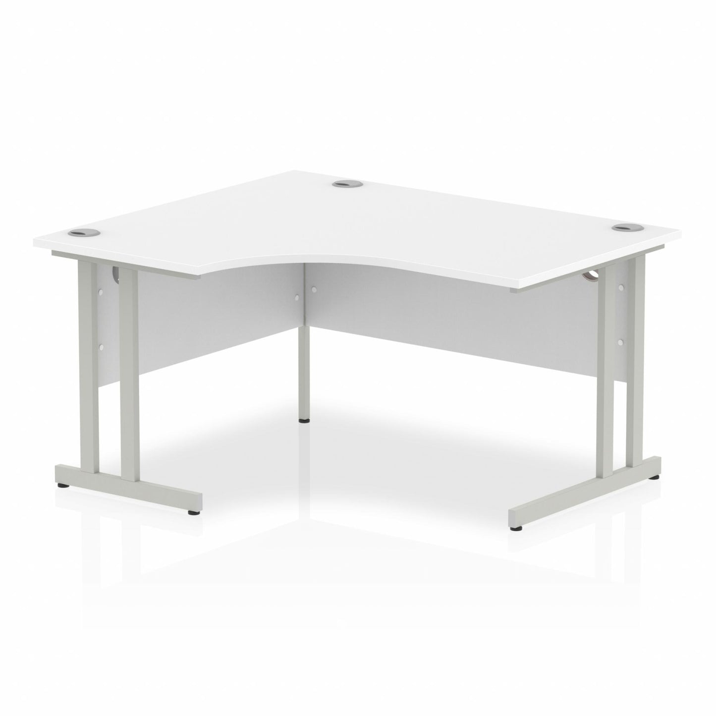 White L-shaped desk with drawers on a white background