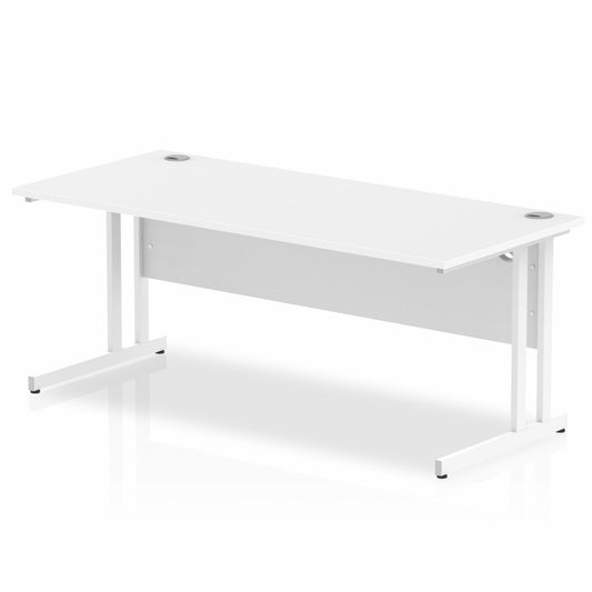 Impulse 1800x800mm Straight Desk, White Top with White Cantilever Legs