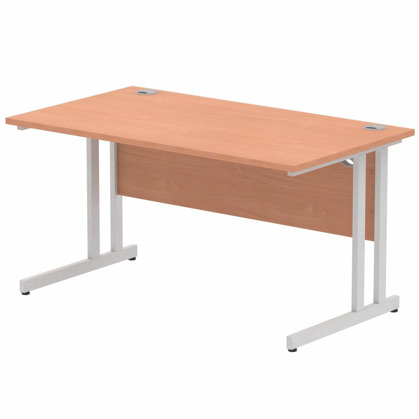 Impulse 1400mm Straight Desk with Silver Cantilever Legs Beech