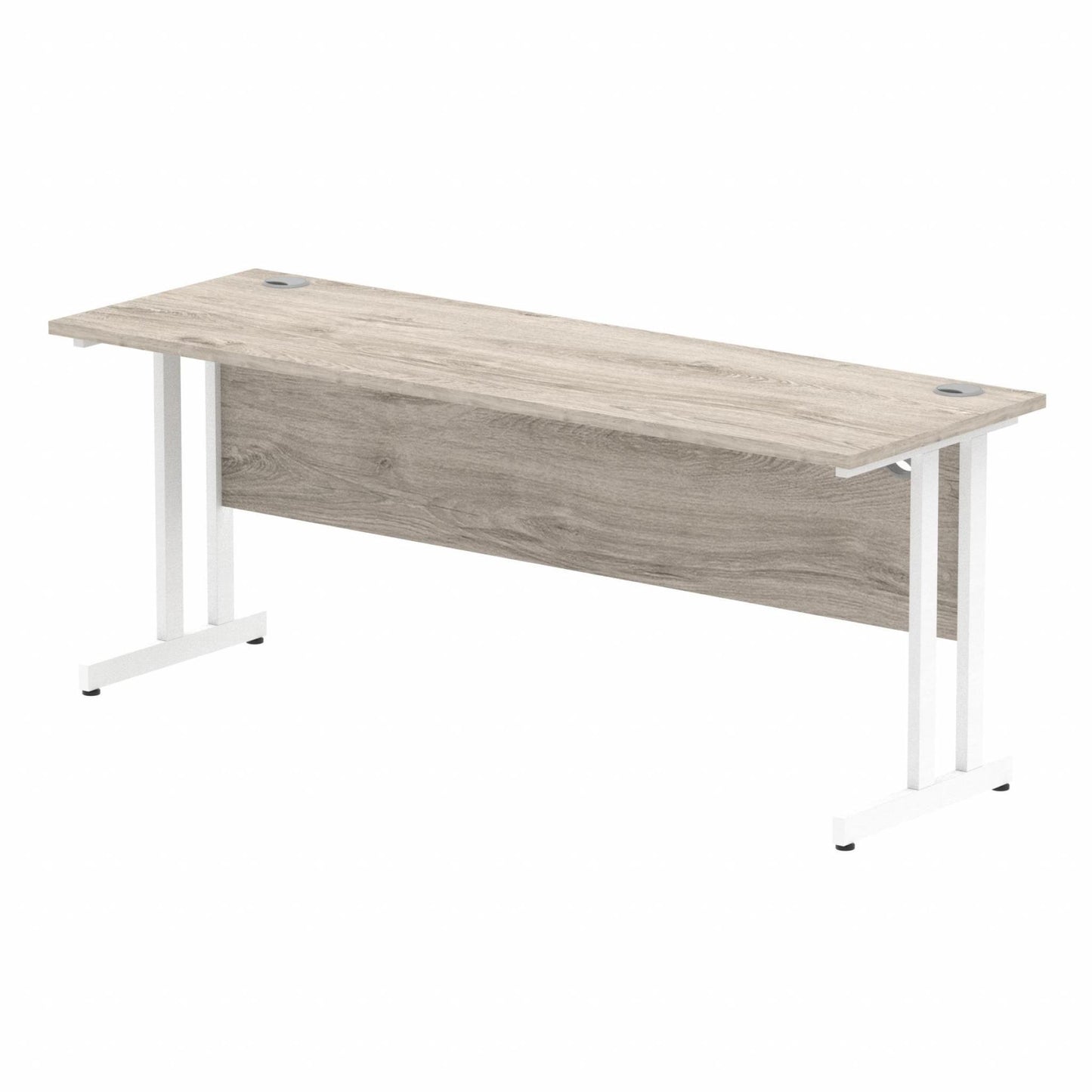 Impulse 1800x600mm Straight Desk Grey Oak Top White Cantilever Legs