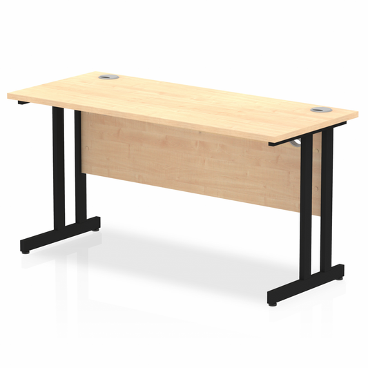 Impulse 1400x600mm Straight Desk Maple Top Black Cantilever Legs