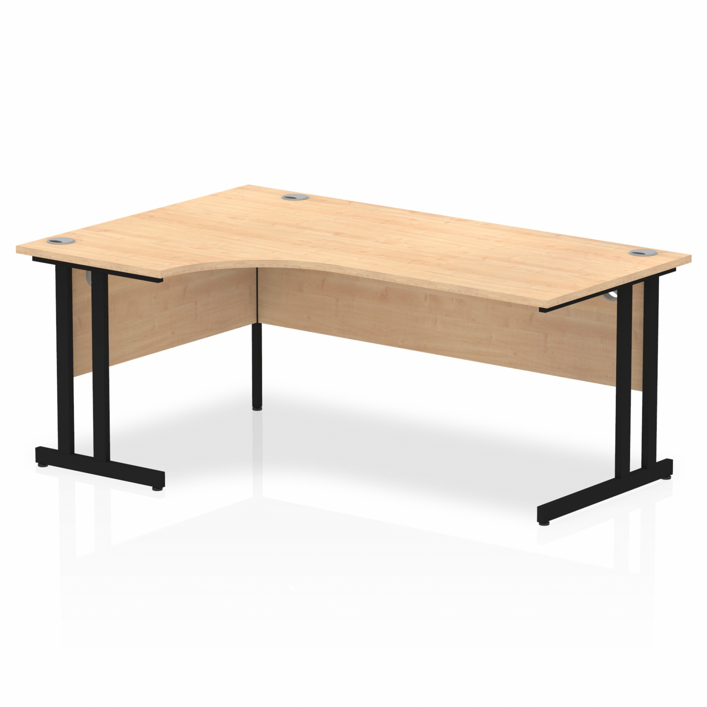 Impulse 1800mm Left Hand Curved Desk with BLack Cantilever Legs Maple Ref MI003242 OE