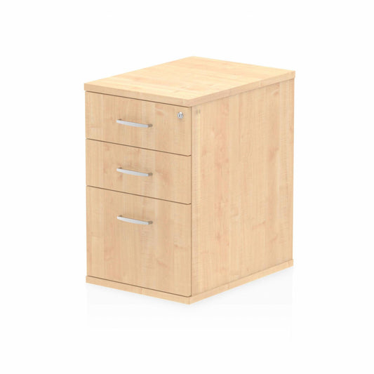 Impulse 3 Drawer 600mm Deep Desk High Pedestal Maple D.F.