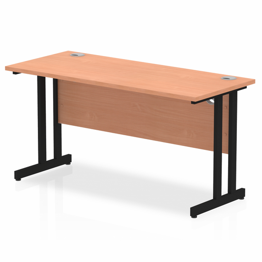 Impulse 1400x600mm Straight Desk Beech Top Black Cantilever Legs