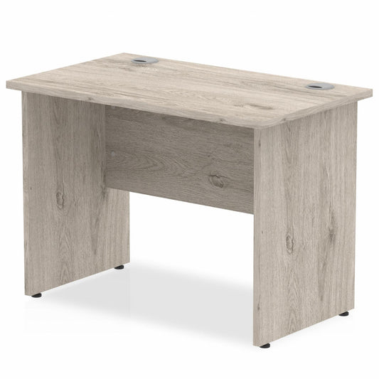 Impulse 1000x600mm Straight Desk Grey Oak Top Wooden Panel Legs Ref I003084 OE