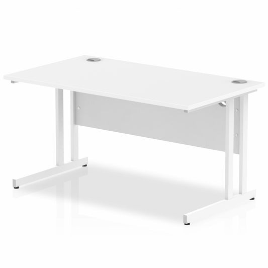 Impulse 1400x800mm Straight Desk, White Top with White Cantilever Legs