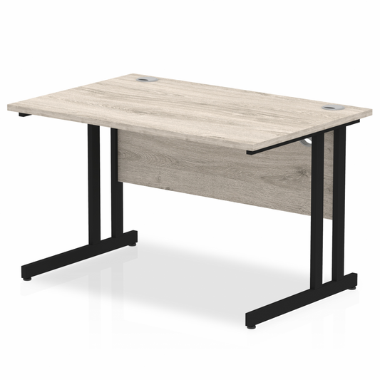 Impulse 1200mm Straight Desk with Black Cantilever Legs Grey Oak