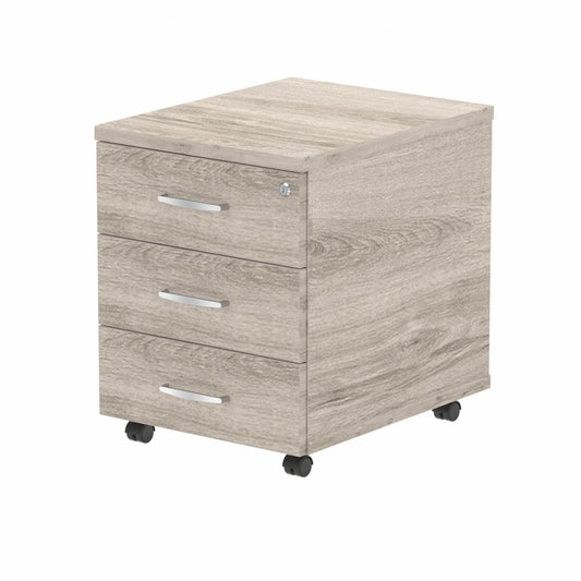 Impulse 3 Drawer Mobile Pedestal Grey Oak